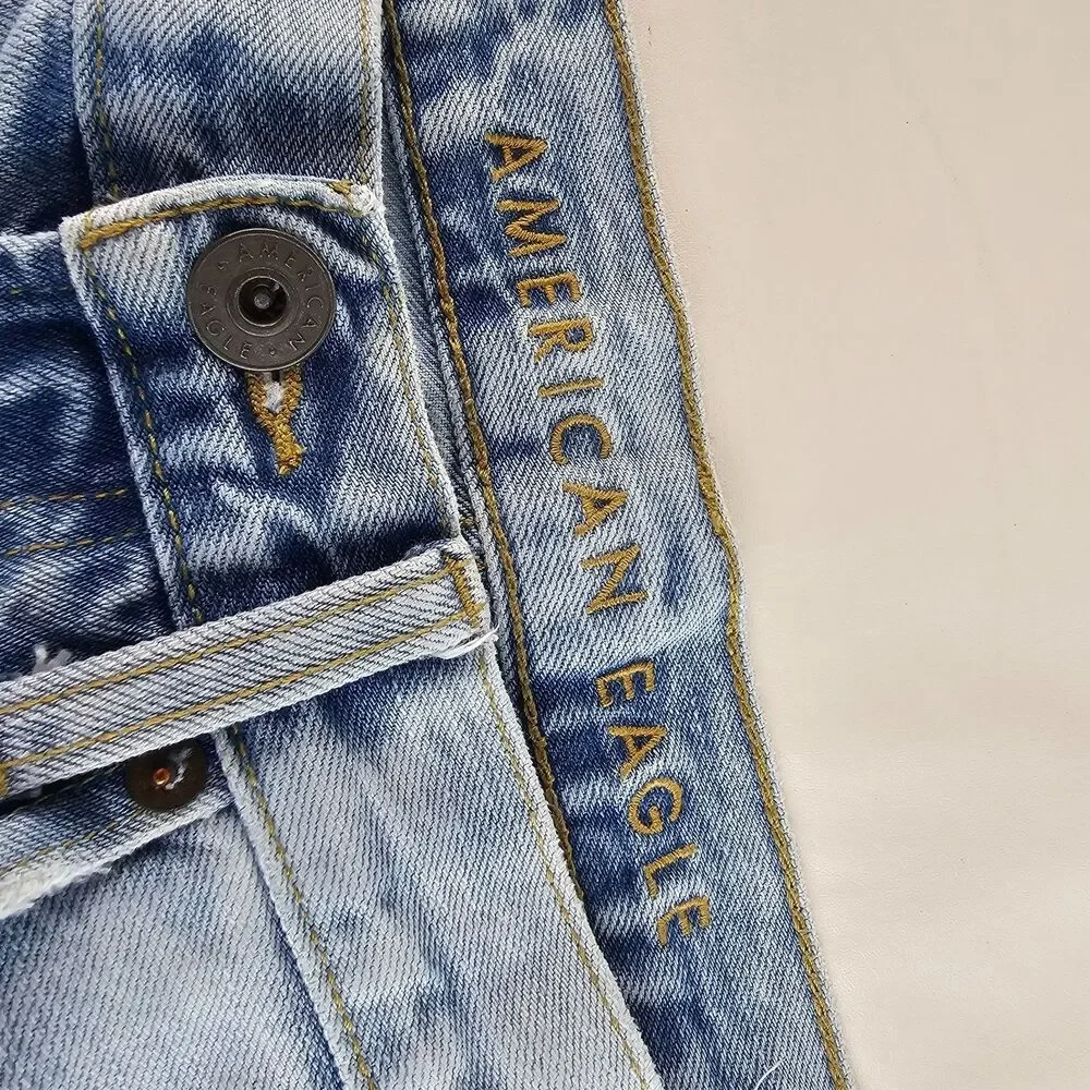 American Eagle Shorts Mens 28 Blue Denim Distressed Ripped Cutoff Jean Grunge